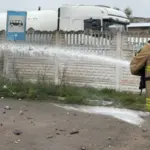 Пожежа на АЗС у Житомирській області після російського обстрілу 21 вересня 2026 року (фото Житомирської ОВА).